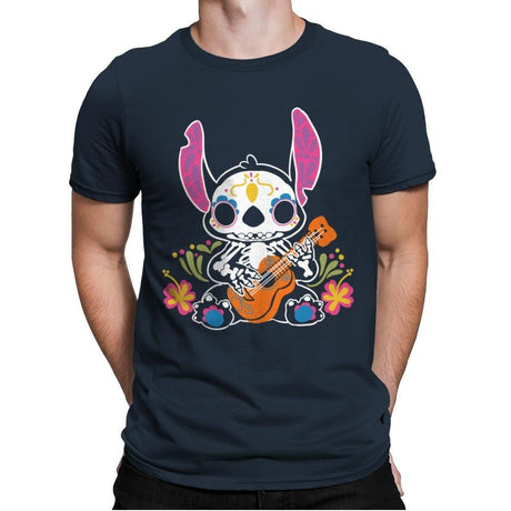 Calavera Alien - Mens Premium T-Shirts RIPT Apparel Small / Indigo