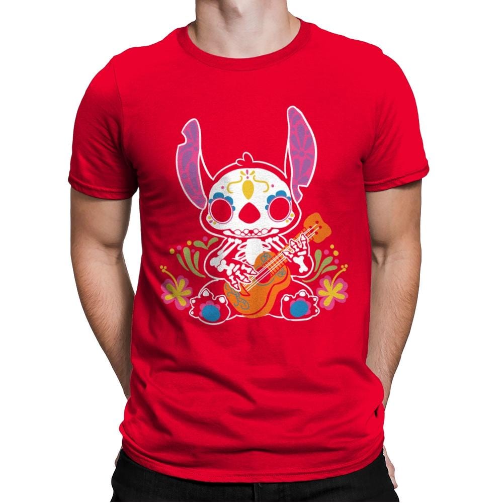 Calavera Alien - Mens Premium T-Shirts RIPT Apparel Small / Red