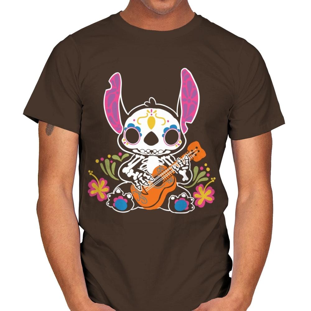 Calavera Alien - Mens T-Shirts RIPT Apparel Small / Dark Chocolate