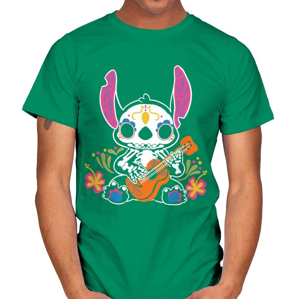 Calavera Alien - Mens T-Shirts RIPT Apparel Small / Kelly Green