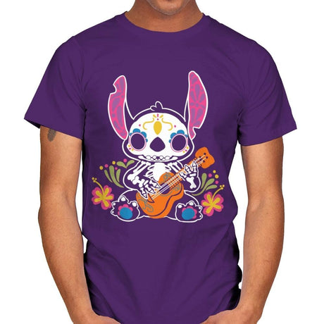 Calavera Alien - Mens T-Shirts RIPT Apparel Small / Purple