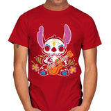 Calavera Alien - Mens T-Shirts RIPT Apparel Small / Red