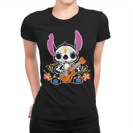 Calavera Alien - Womens Premium T-Shirts RIPT Apparel Small / Black