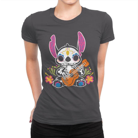 Calavera Alien - Womens Premium T-Shirts RIPT Apparel Small / Heavy Metal