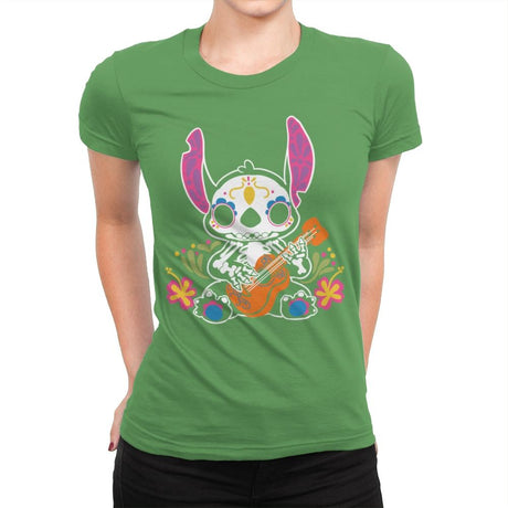 Calavera Alien - Womens Premium T-Shirts RIPT Apparel Small / Kelly Green