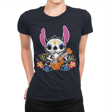 Calavera Alien - Womens Premium T-Shirts RIPT Apparel Small / Midnight Navy