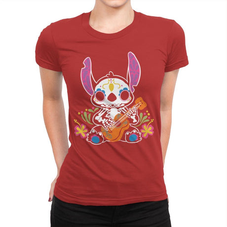 Calavera Alien - Womens Premium T-Shirts RIPT Apparel Small / Red