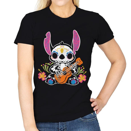 Calavera Alien - Womens T-Shirts RIPT Apparel Small / Black