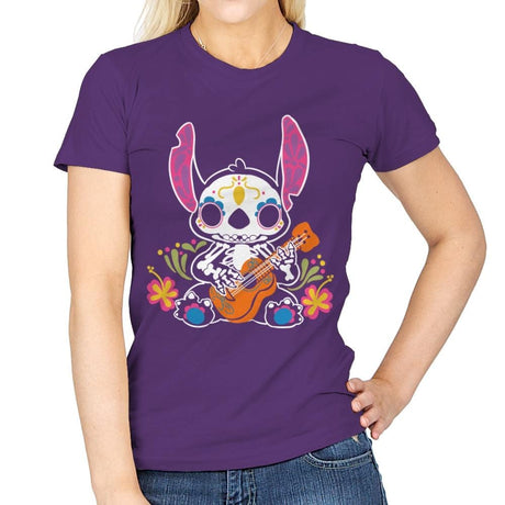 Calavera Alien - Womens T-Shirts RIPT Apparel Small / Purple