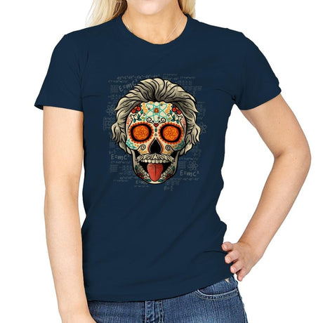 Calavera Einstein - Womens T-Shirts RIPT Apparel Small / Navy