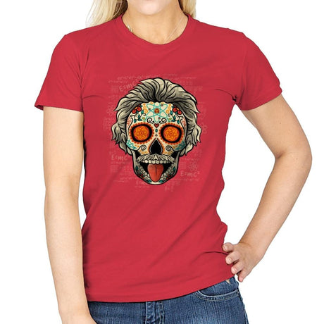 Calavera Einstein - Womens T-Shirts RIPT Apparel Small / Red