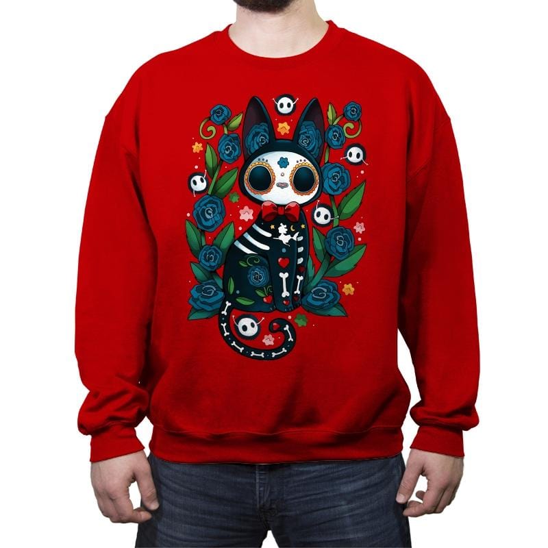 Calavera Witched Cat - Crew Neck Sweatshirt Crew Neck Sweatshirt RIPT Apparel Small / Red