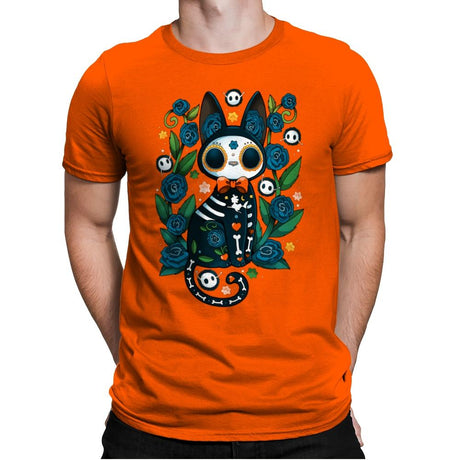 Calavera Witched Cat - Mens Premium T-Shirts RIPT Apparel Small / Classic Orange