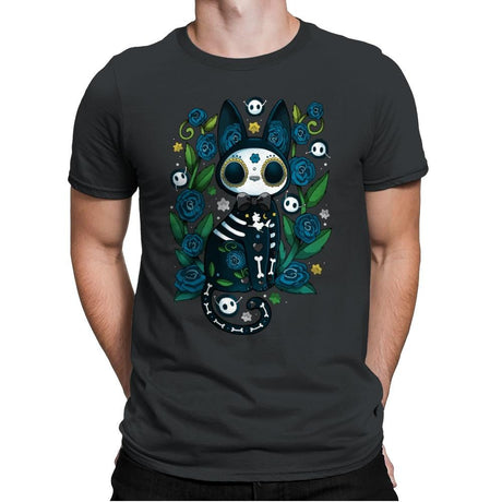 Calavera Witched Cat - Mens Premium T-Shirts RIPT Apparel Small / Heavy Metal