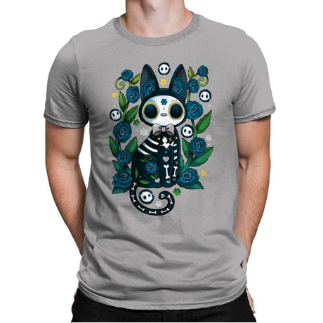 Calavera Witched Cat - Mens Premium T-Shirts RIPT Apparel Small / Light Grey