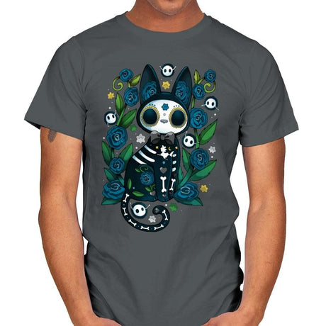 Calavera Witched Cat - Mens T-Shirts RIPT Apparel Small / Charcoal