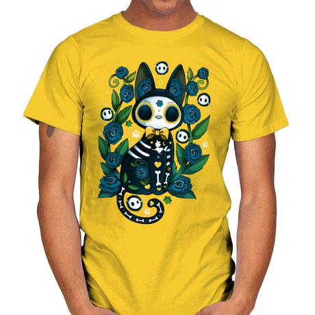 Calavera Witched Cat - Mens T-Shirts RIPT Apparel Small / Daisy
