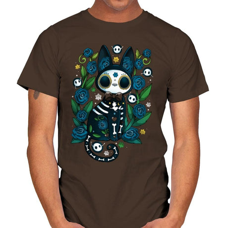 Calavera Witched Cat - Mens T-Shirts RIPT Apparel Small / Dark Chocolate
