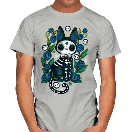 Calavera Witched Cat - Mens T-Shirts RIPT Apparel Small / Ice Grey