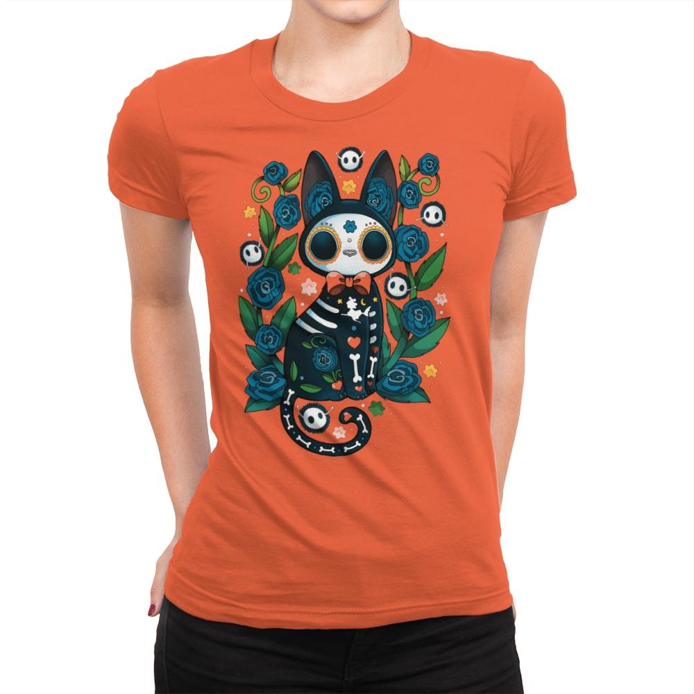 Calavera Witched Cat - Womens Premium T-Shirts RIPT Apparel Small / Classic Orange