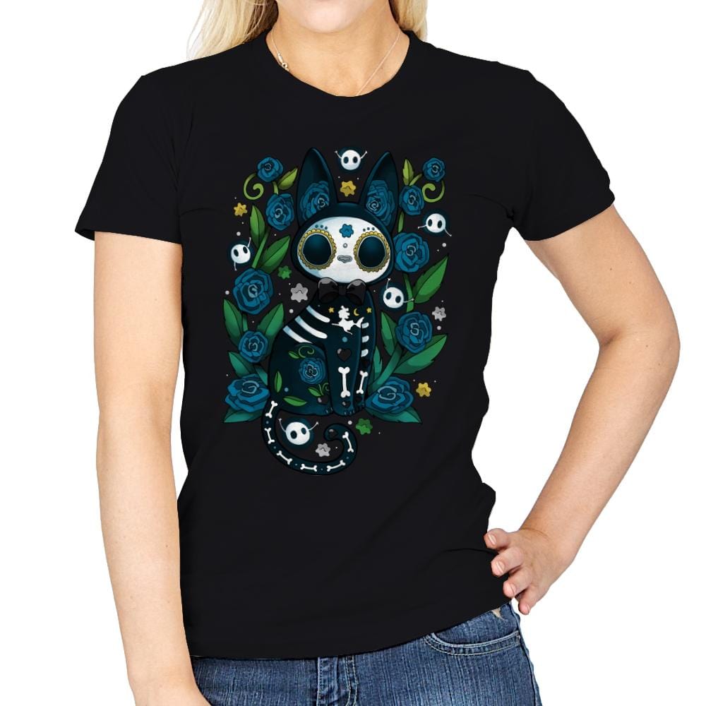 Calavera Witched Cat - Womens T-Shirts RIPT Apparel Small / Black