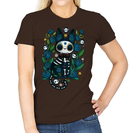 Calavera Witched Cat - Womens T-Shirts RIPT Apparel Small / Dark Chocolate