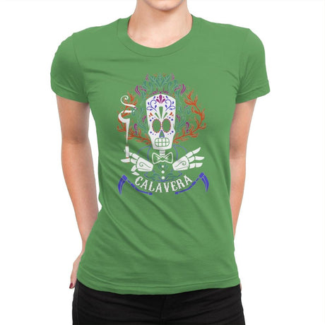 Calavera - Womens Premium T-Shirts RIPT Apparel Small / Kelly Green