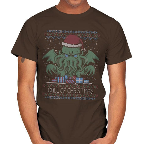 Call Of Christmas - Ugly Holiday - Mens T-Shirts RIPT Apparel Small / Dark Chocolate