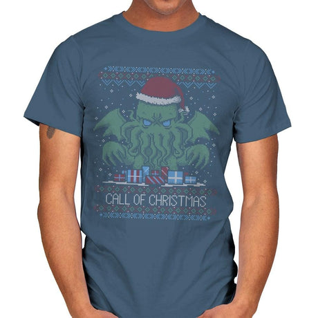Call Of Christmas - Ugly Holiday - Mens T-Shirts RIPT Apparel Small / Indigo Blue