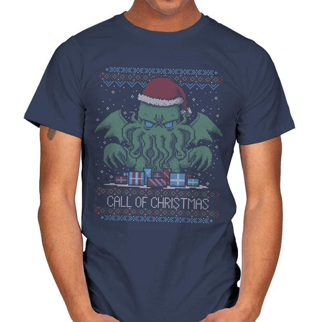 Call Of Christmas - Ugly Holiday - Mens T-Shirts RIPT Apparel Small / Navy