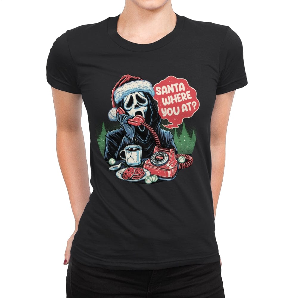 Calling Santa - Womens Premium T-Shirts RIPT Apparel Small / Black