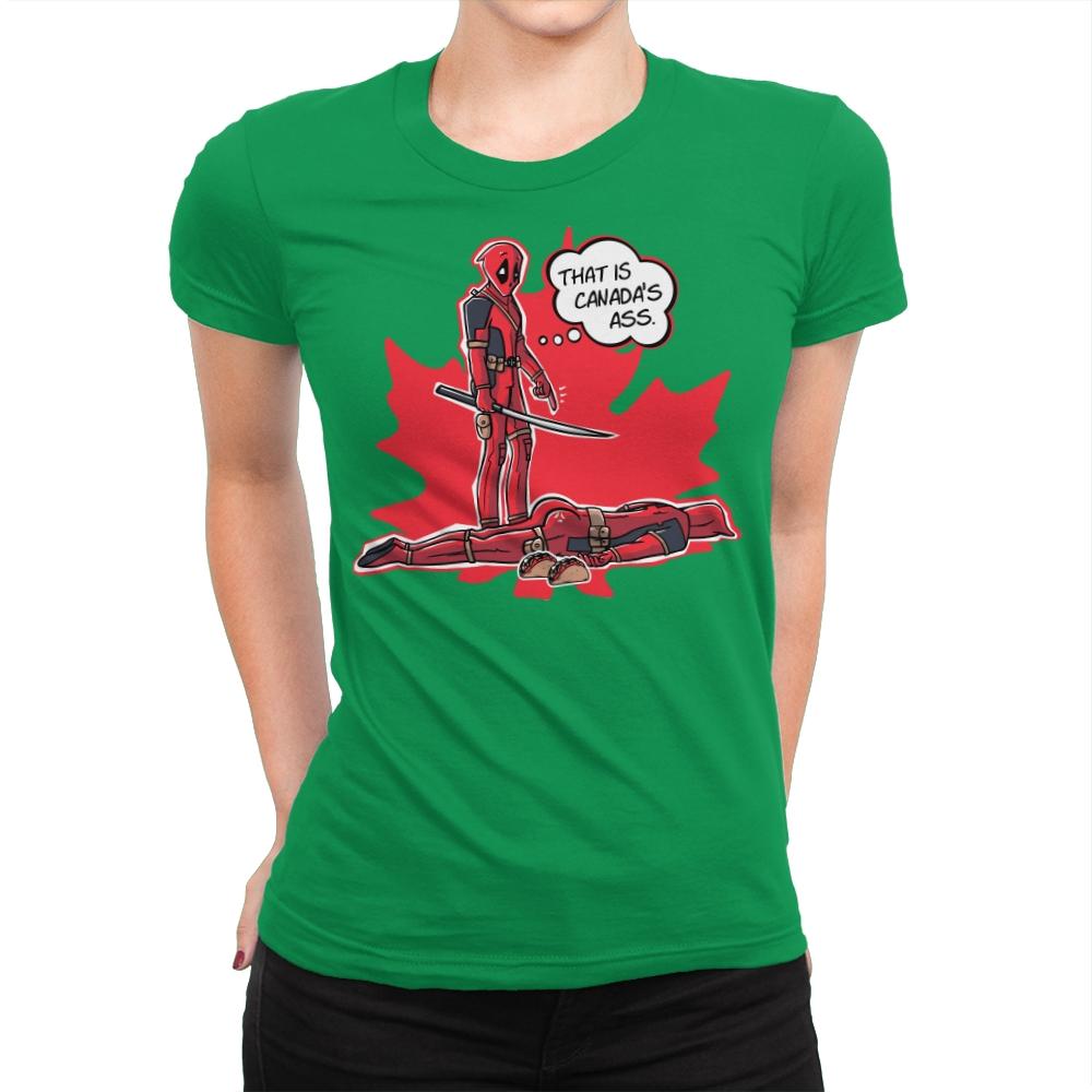 Canada's Ass - Womens Premium T-Shirts RIPT Apparel Small / Kelly Green