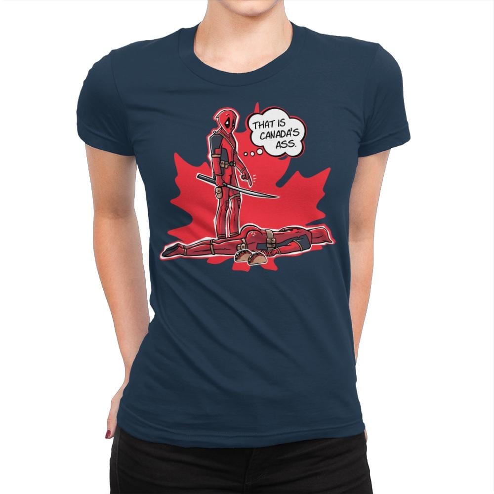 Canada's Ass - Womens Premium T-Shirts RIPT Apparel Small / Midnight Navy