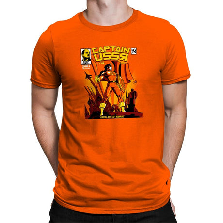 Captain USSR: Issue 1 Exclusive - Mens Premium T-Shirts RIPT Apparel Small / Classic Orange