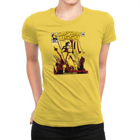 Captain USSR: Issue 1 Exclusive - Womens Premium T-Shirts RIPT Apparel Small / Vibrant Yellow