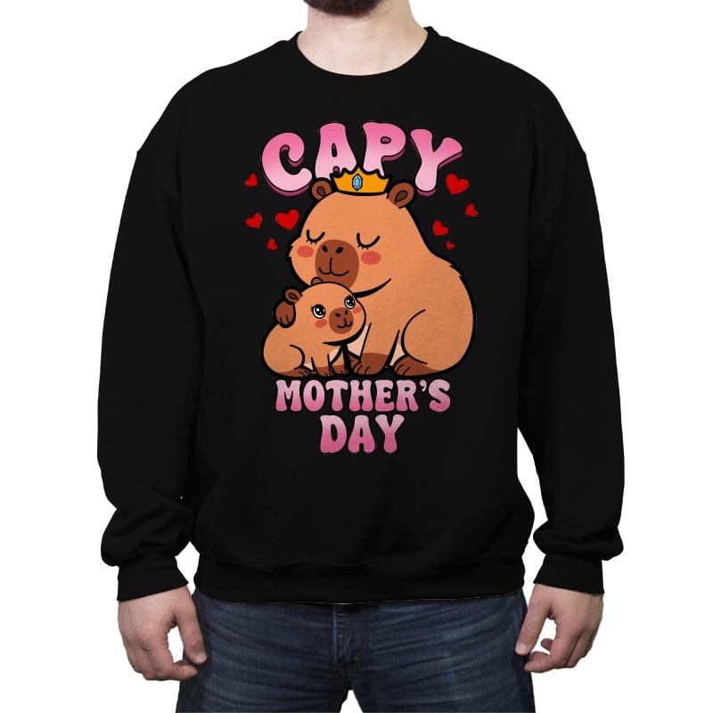 Capy Mother's Day - Crew Neck Sweatshirt Crew Neck Sweatshirt RIPT Apparel Small / Black