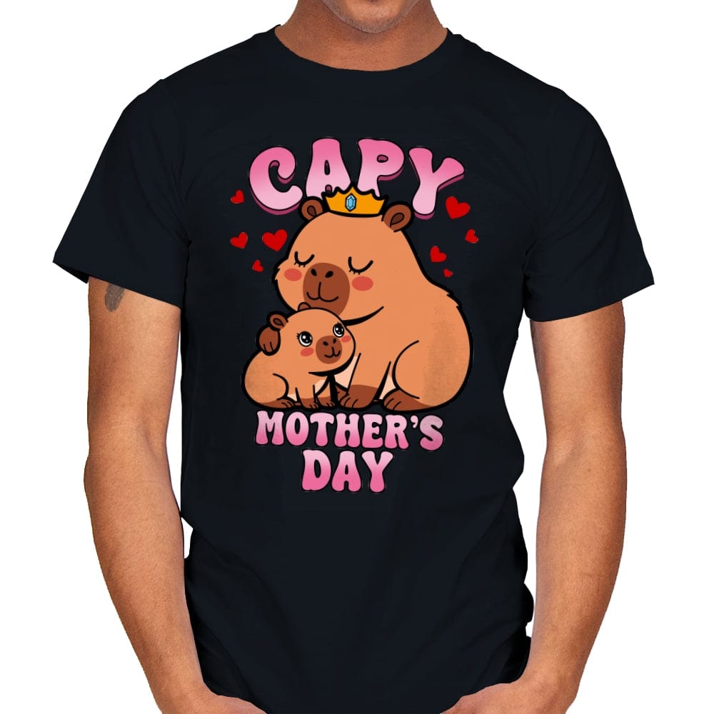 Capy Mother's Day - Mens T-Shirts RIPT Apparel Small / Black