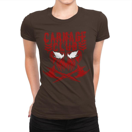 CARNAGE CLUB Exclusive - Womens Premium T-Shirts RIPT Apparel Small / Dark Chocolate