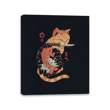 Carp Tattooed Cat - Canvas Wraps Canvas Wraps RIPT Apparel 11x14 / Black