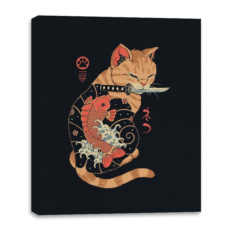 Carp Tattooed Cat - Canvas Wraps Canvas Wraps RIPT Apparel 16x20 / Black