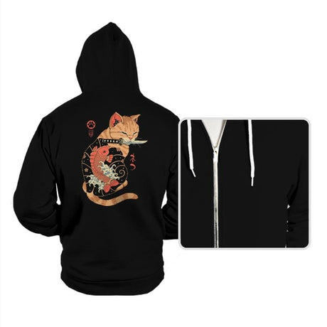 Carp Tattooed Cat - Hoodies Hoodies RIPT Apparel Small / Black