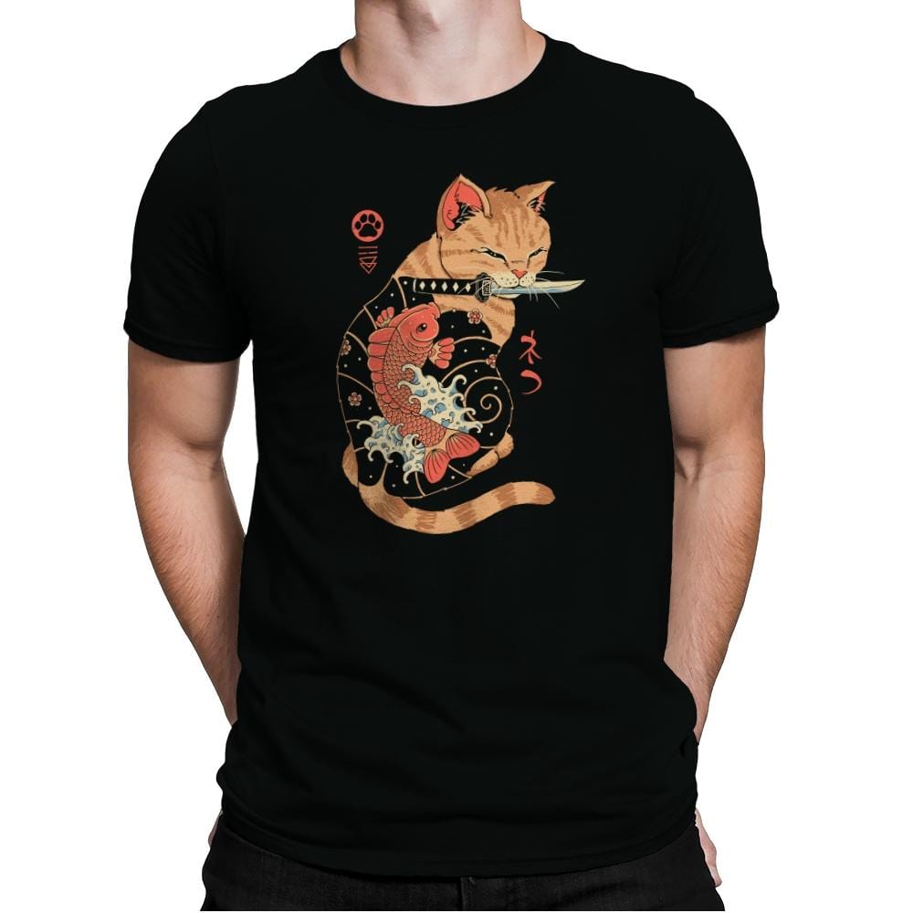 Carp Tattooed Cat - Mens Premium T-Shirts RIPT Apparel Small / Black