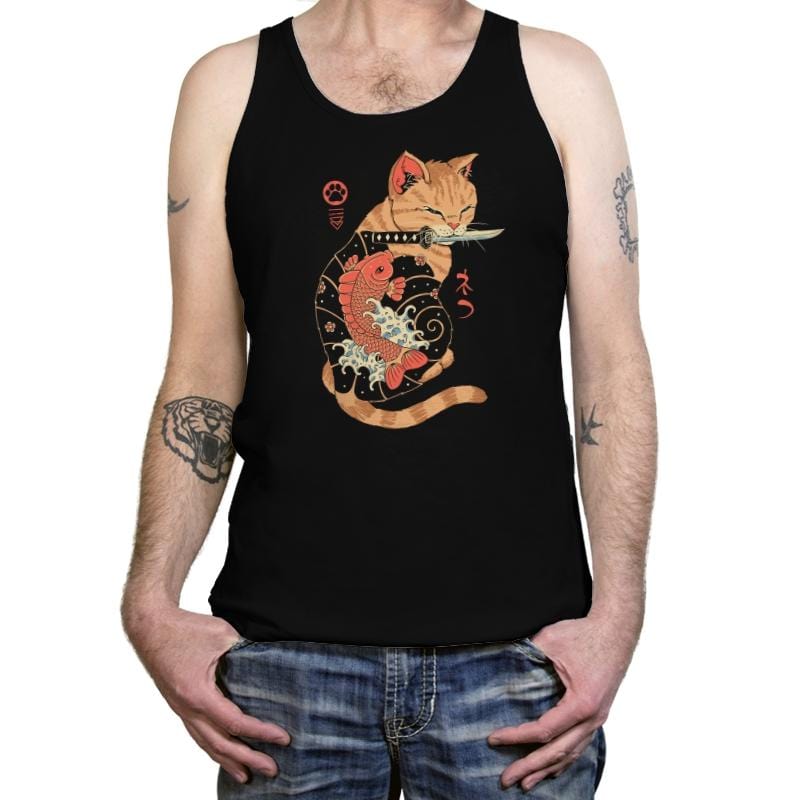 Carp Tattooed Cat - Tanktop Tanktop RIPT Apparel X-Small / Black