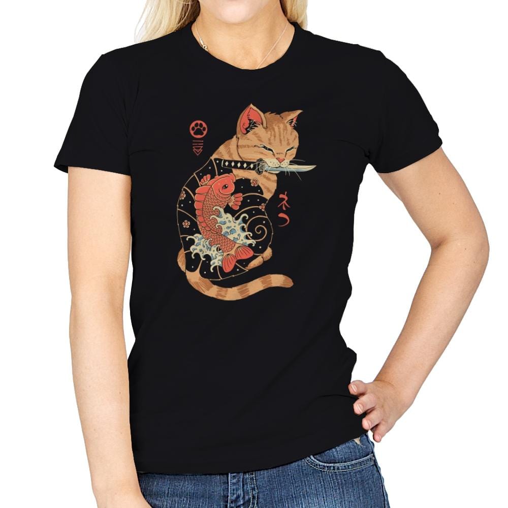 Carp Tattooed Cat - Womens T-Shirts RIPT Apparel Small / Black
