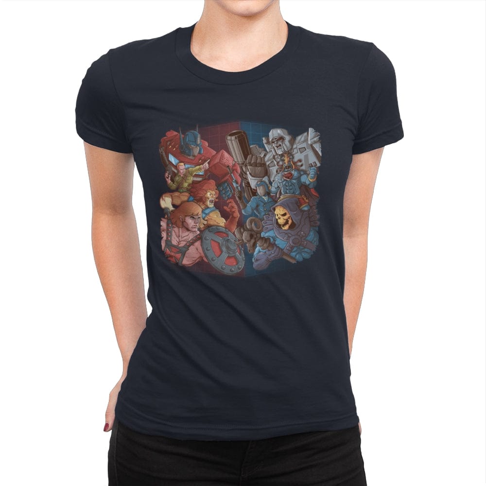 Cartoon Clash! - Womens Premium T-Shirts RIPT Apparel Small / Midnight Navy