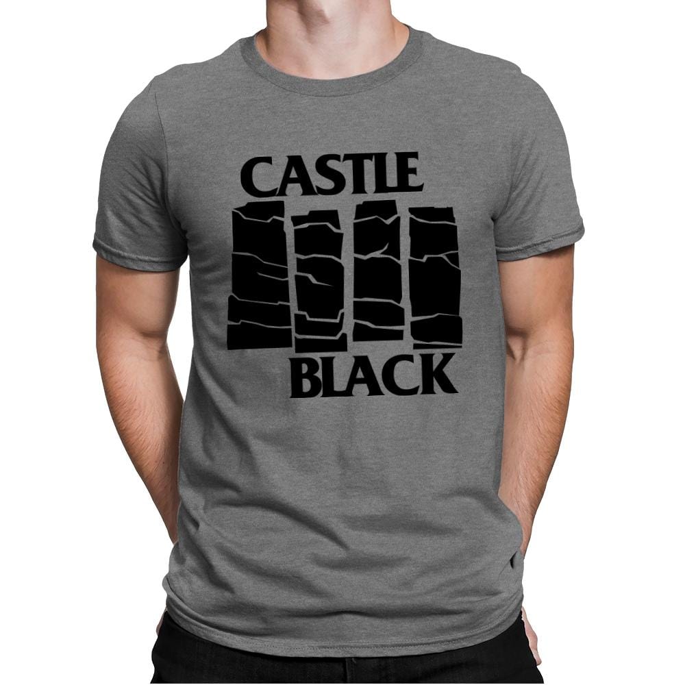 Castle Black Flag - Mens Premium T-Shirts RIPT Apparel Small / Heather Grey