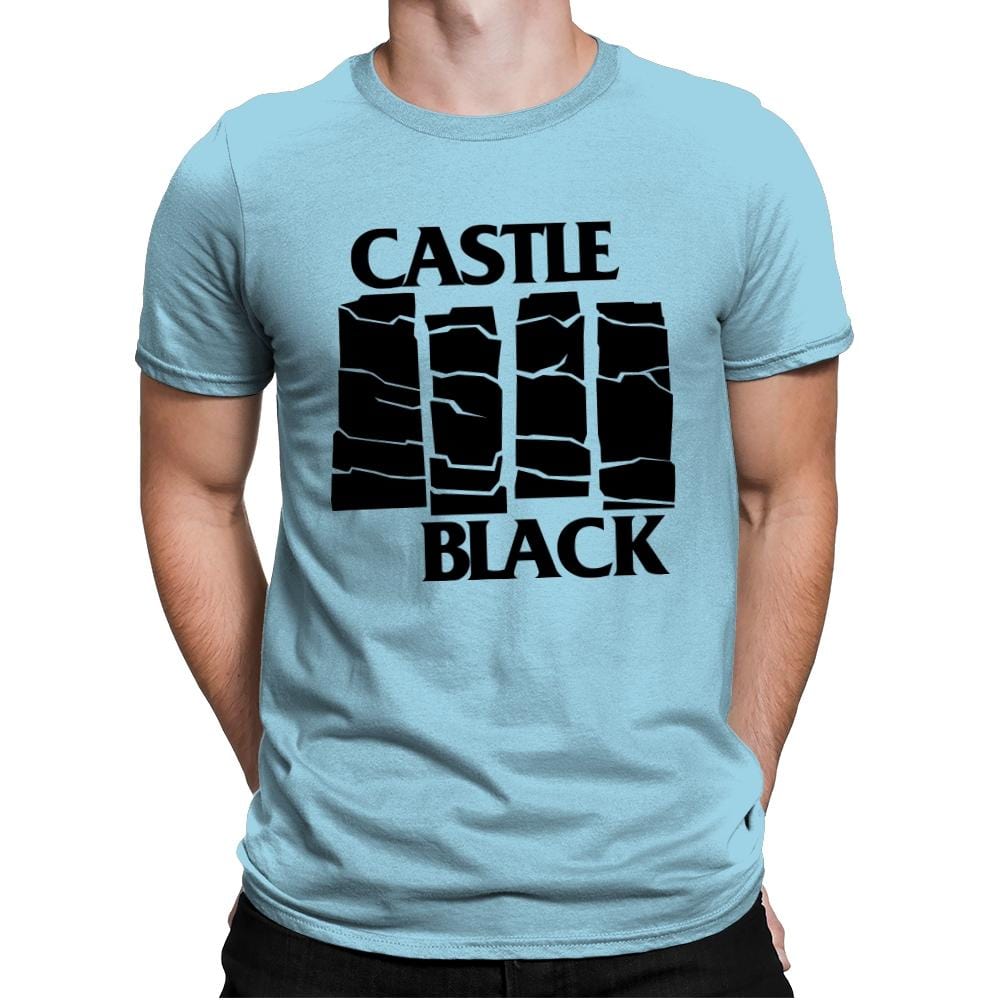 Castle Black Flag - Mens Premium T-Shirts RIPT Apparel Small / Light Blue