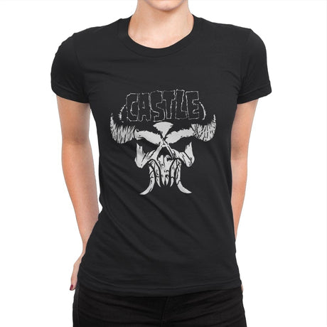 Castle Skull - Womens Premium T-Shirts RIPT Apparel Small / Black