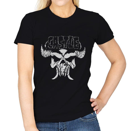 Castle Skull - Womens T-Shirts RIPT Apparel Small / Black