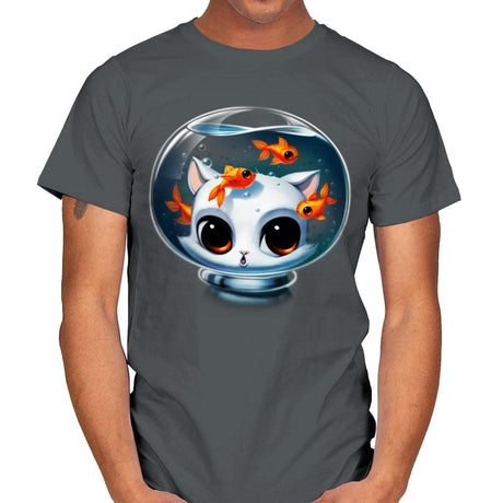 Castronaut Cat - Mens T-Shirts RIPT Apparel Small / Charcoal